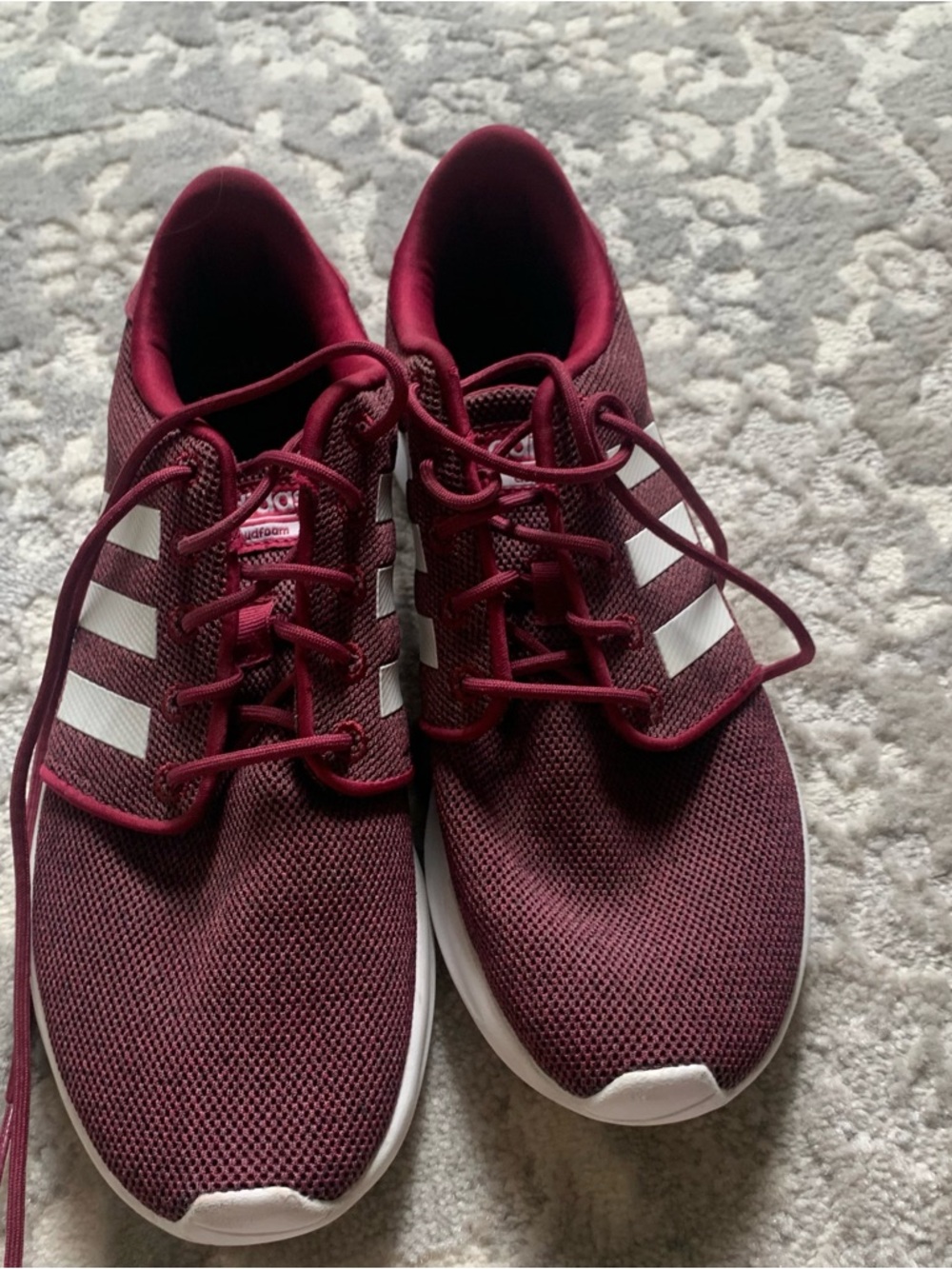 adidas Women's Maroon Athletic Running Sneakers with White Stripes